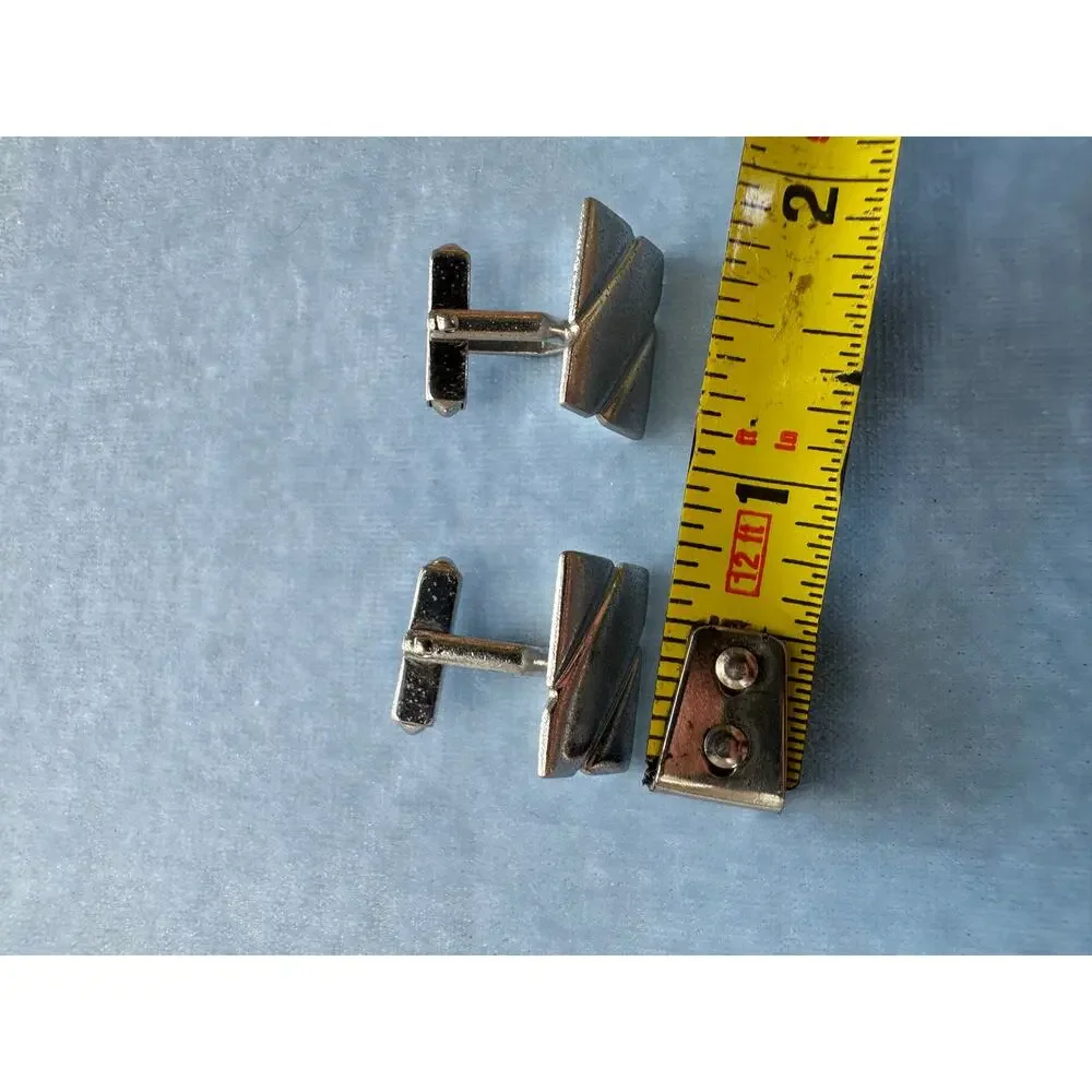 Sterling Silver Vintage Mid Century Modernist Geometric Cufflinks